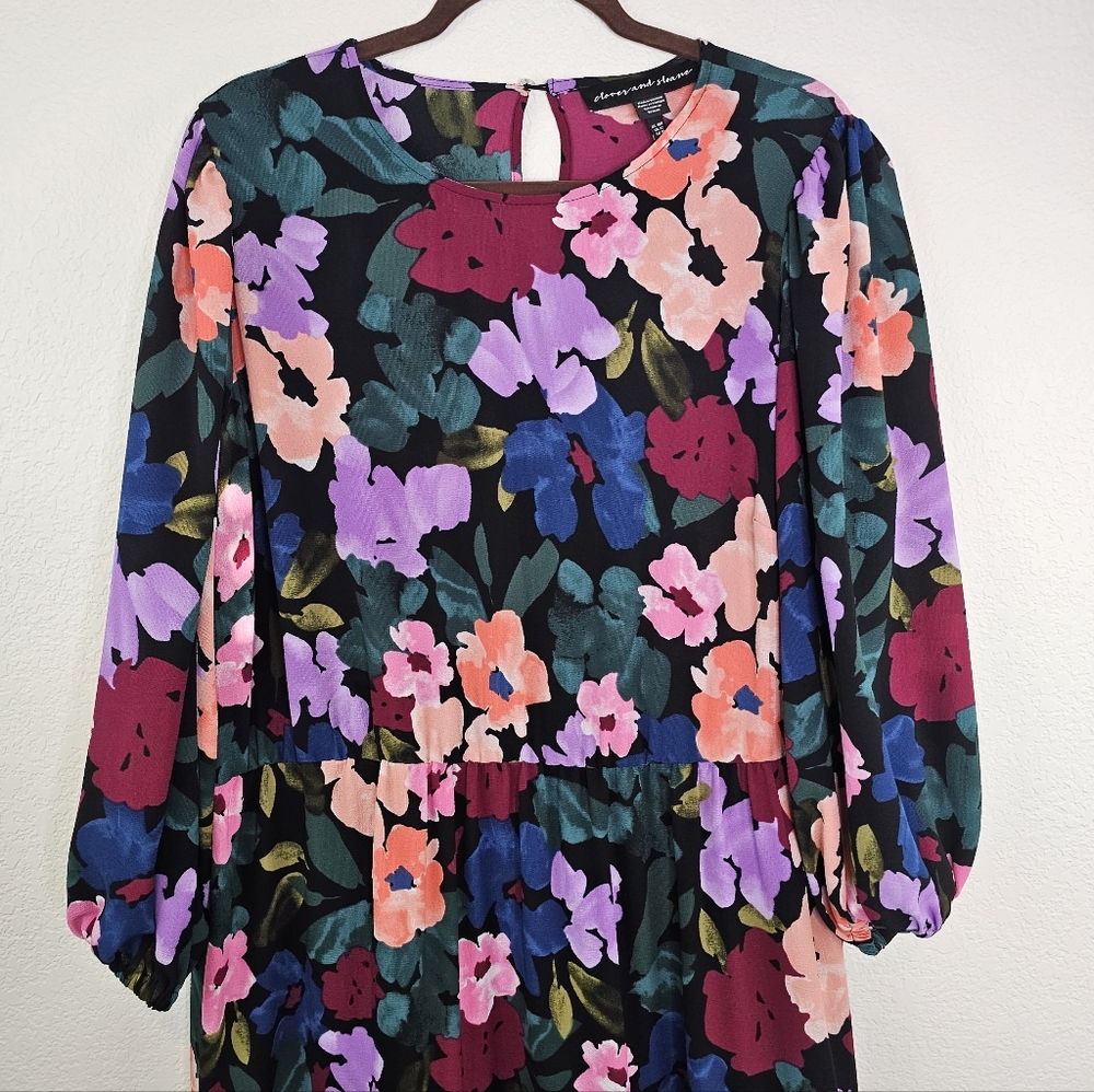 Clover And Sloane Floral Tiered Ruffle Maxi Dress 18W - Picture 2 of 10